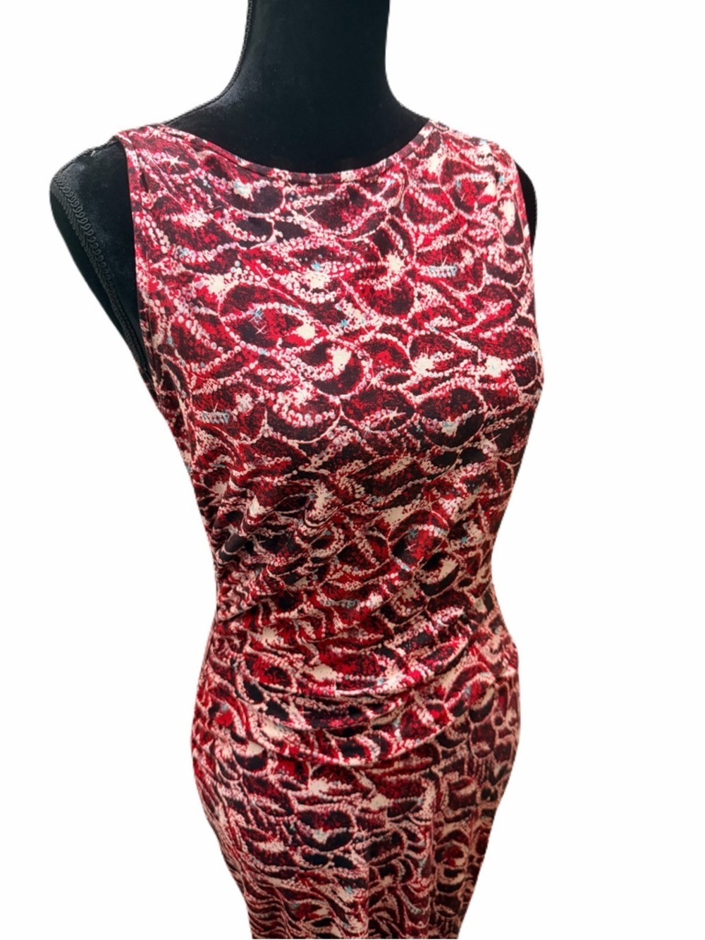 Diane von Furstenberg 100% Silk Ruched Midi Dress size 6 Sleeveless body-con - Picture 4 of 10